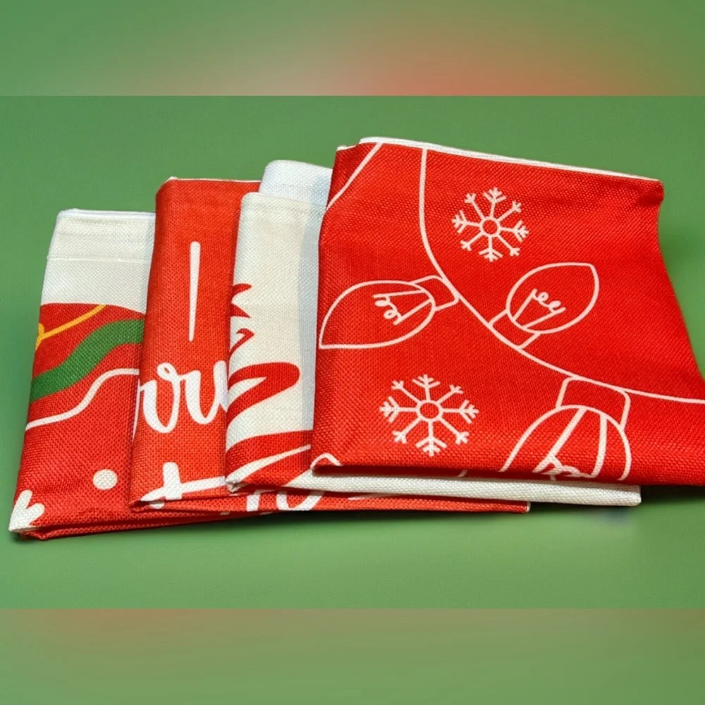 Christmas Throw Pillow Covers 18 x 18 Set of 4 Decorations Ornaments Holiday
